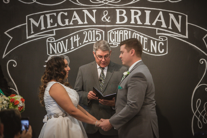 Nov. 14, 2015 -- Charlotte, N.C. -- Wedding of Megan Delgado and Brian Wahl at the Art League and Trolley Museum in Charlotte, North Carolina. (Photo by Tricia Coyne)