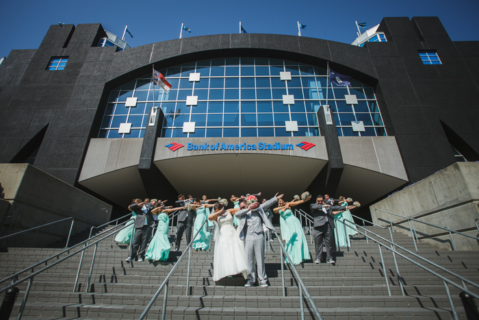 bank of america stadium, wedding panther fans, wedding dab