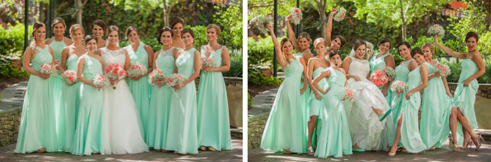 bridesmaids group photo, the green charlotte, uptown wedding